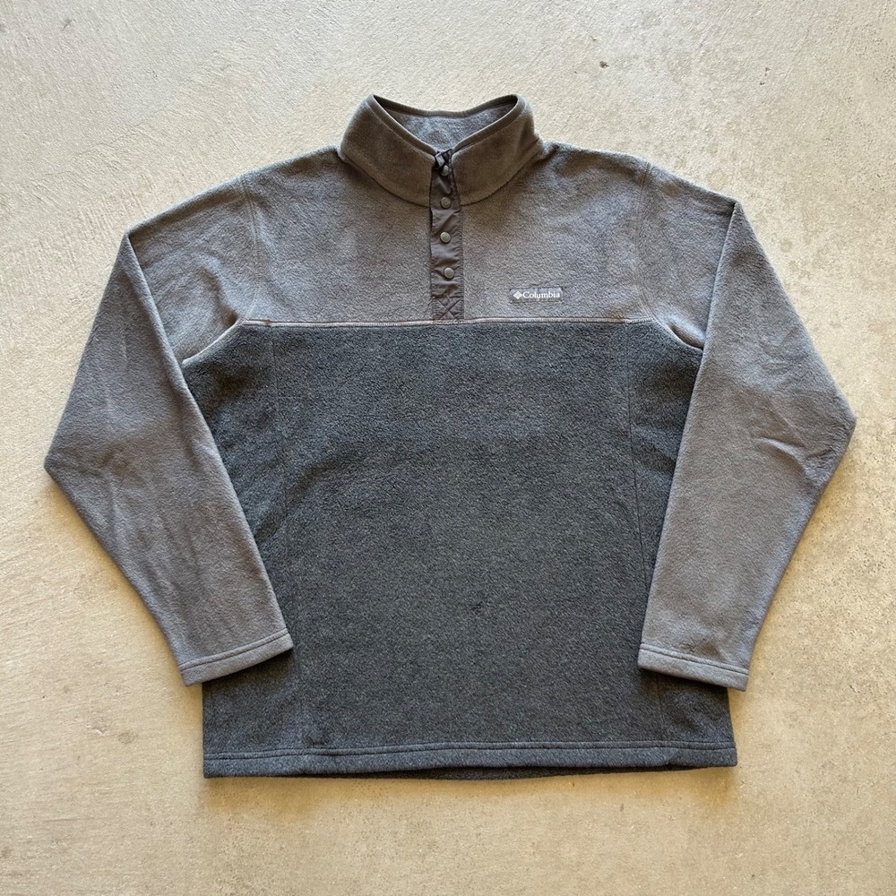 Columbia Fleece Snap T Synchilla Size Large Gray Two Tone Jacket Pullover